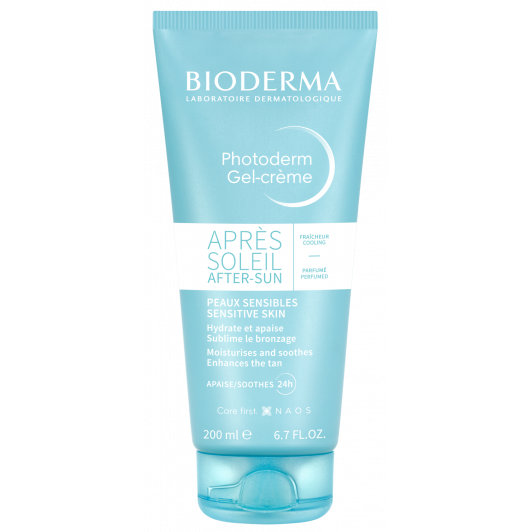 Bioderma Photoderm Gel-Crème Après-Soleil Le gel-crème après-soleil Photoderm de la marque Bioderma est à la fois hydratant et apaisant. Il prend soin de la peau après l'exposition au soleil. 