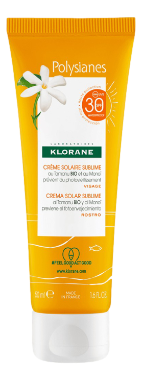 Klorane Crème Solaire Sublime au Tamanu Bio et Monoï SPF30 50ml Crème solaire au Tamanu BIO et Monoï pour le visage, onctueuse et non grasse, qui protège la peau des effets du soleil en sublimant le teint. 50ml